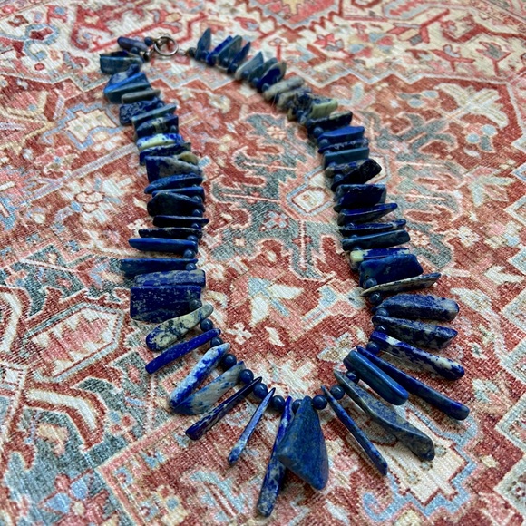 Vintage Lapis Stone Boho Statement Necklace - Picture 3 of 8